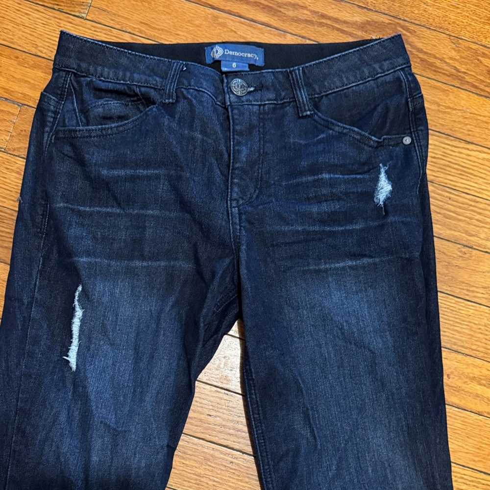 Democracy “Ab”solution Indigo Relaxed Jeans - boot cut.  Lightly distressed